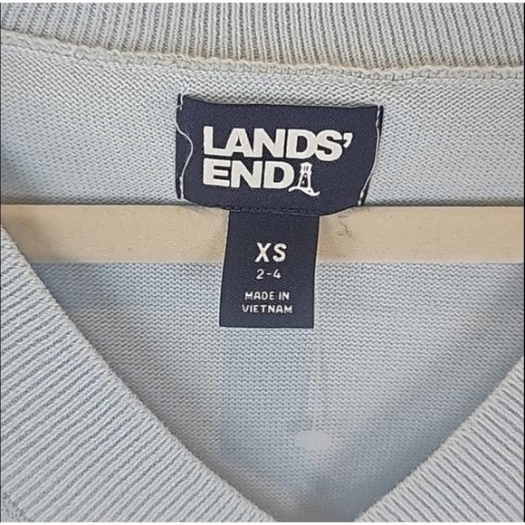 LAND'S End V-Neck Color Block CottonLong Sleeve Tunic Sweater SizeXSmall - Picture 4 of 6